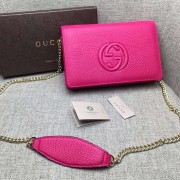 Gucci Soho Leather Mini Chain Bag Peach 407041 VS07561