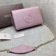 Gucci Soho Leather Mini Chain Bag Pink 407041 VS09429