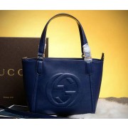 Gucci Soho Leather Top Handle Bag 369176 Royal VS01481