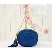 Gucci Soho Original Leather mini Chain Bag 353965 Blue VS07801