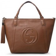 Gucci Soho Original Leather Top Handle Bag 369176 Apricot VS08828
