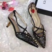 Gucci Studded Leather Mid-heel Pump Black 452865 VS01506