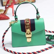 Gucci Sylvie Leather Mini Bag Light Green 470270 VS01248