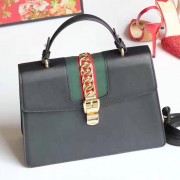Gucci Sylvie Leather Top Handle Bag Black 431665 VS08804