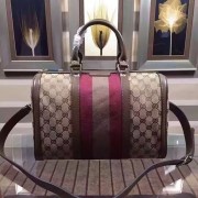 Gucci Vintage Web Original GG Canvas Boston Bag Grey 247205 VS02801