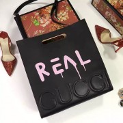 Gucci XL Leather GucciGhost Tote with Pink Real Print 414476 VS03124
