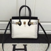 Hermes Birkin 25 Tote Bag Black and White Croco Leather HBC12 VS04475
