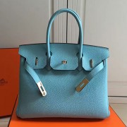 Hermes Birkin 35 Tote Bag in Light Blue Togo Leather Gold Hardware HBK3501 VS06757