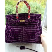 Hermes Birkin 35CM Tote Bag Croco Leather H35CO Purple VS01082