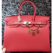 Hermes Birkin 35CM Tote Bag Litchi Leather HB35GL Cherry VS01553