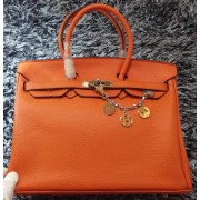 Hermes Birkin 35CM Tote Bag Litchi Leather HB35GL Orange VS01955