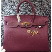 Hermes Birkin 35CM Tote Bag Litchi Leather HB35GL Purple VS02976