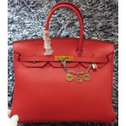 Hermes Birkin 35CM Tote Bag Litchi Leather HB35GL Red VS01917