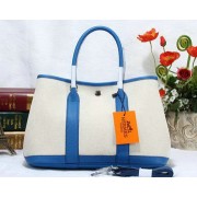 Hermes Garden Party 30cm Tote Bag Canvas Blue VS08903