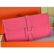 Hermes Jige Clutch Bag Calfskin Leather Light Red VS09670
