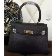 Hermes Kelly 20cm Tote Bag Litchi Leather K20 Black VS03614