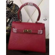 Hermes Kelly 20cm Tote Bag Litchi Leather K20 Burgundy VS07021