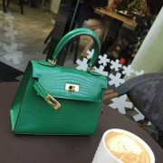 Hermes Kelly 25cm Mini Tote Bag In Green Lizard Embossed Calfskin K2025 VS05529
