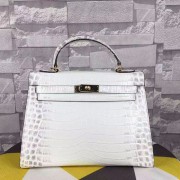 Hermes Kelly 32cm Tote Bag White Crocodile Leather K06221 VS08597