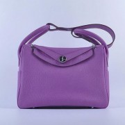 Hermes Lindy 30CM Grainy Leather Shoulder Bag H6207 Purple VS03628