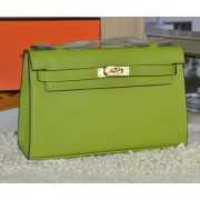 Hermes MINI Kelly 22cm Tote Bag Calfskin Leather Green VS09026