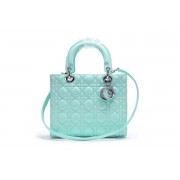 High Imitation Christian Dior Light Green Sheepskin Leather Mini Lady Dior Bag Silver VS05956