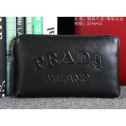 High Imitation Prada Calfskin Leather Clutch P60112 Black VS07122