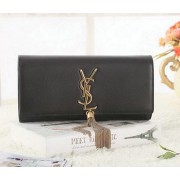 High Imitation Saint Laurent Classic Monogramme Tassel Original Leather Clutch Y5485 Black VS07522