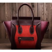 High Quality Celine Luggage Mini Tote Bag Suede Leather Ci3308 Burgundy&Red VS04127