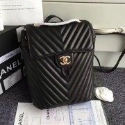 High Quality Chanel Urban Spirit Chevron Lambskin Backpack Black Gold Hardware 170302 VS01805