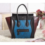 High Quality Fake Celine Mini Luggage 3308 in Black with Wine Red Original Leather Blue Real Sna VS04087