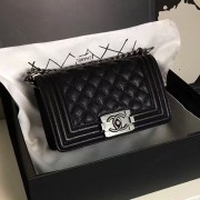 High Quality Fake Chanel Small Quilted Caviar Boy Bag Black Silver A13043 VS03258
