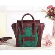 High Quality Imitation Celine Nao Luggage 3309 in Wine Red Original Leather with Green Real Snakeskin Yi VS04812