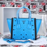 High Quality Imitation Prada Saffiano Calfskin Leather Tote Bag 2619E in Blue LSS VS00597