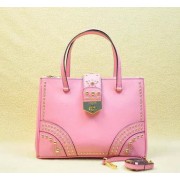 High Quality Prada Saffiano Leather Tote With Metal Studs B2752M Pink VS00005