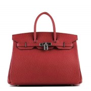 High Quality Replica Hermes Birkin 35CM Tote Bag Red Grainy Leather H-35 Silver VS07728