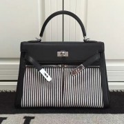 High Quality Replica Hermes Kelly Lakis 32 Tote Bag Black HB1112 VS00961