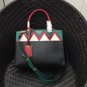 High Quality Replica Prada Esplanade Saffiano and Calf Leather Bag Black and Green 1BA046 VS08072