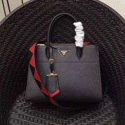 High Quality Replica Prada Paradigme Saffiano Leather Bag Black and Red 1BA102 VS01582