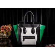 Hot Celine Mini Luggage 3308 in White/Black/Green Original Leather VS09032