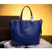 Hot Fake Gucci Shopper Bag Calfskin Leather 392213 Blue VS08095
