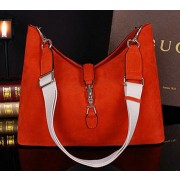 Hot Knockoff Gucci New Jackie Medium Shoulder Bag Suede Leather 246907 Orange VS04131