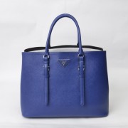 Hot Prada Twin Saffiano Leather Cuir Large Tote BN2820 in Blue with Silver Hardware XZ VS06702