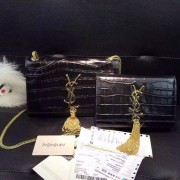Hot YSL Monogramme Tassel Shoulder Bag in Black Croco Leather Y8200 VS03191