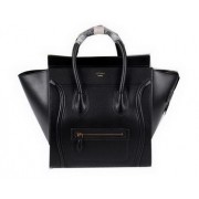 Imitation 1:1 Celine Luggage Mini Boston Tote Bag Ferrari Leather CL3308 Black VS01280