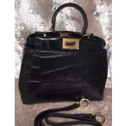 Imitation 1:1 Fendi mini Peekaboo Bag Croco Leather F30320 Black VS05836