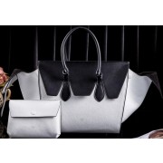 Imitation AAA Celine Tie Nano Top Handle Bags Original Leather C3052 White&Black VS08345