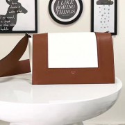Imitation AAAAA Celine Medium Smooth Calfskin Frame Shoulder Bag White and Brown C130402 VS04204