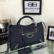 Imitation Balenciaga Goatskin Classic Metallic Edge City Bag B30589 Dark Blue VS06029