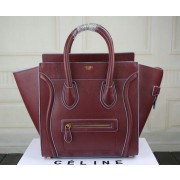 Imitation Celine Luggage Mini Tote Bag Original Leather CT3308 Burgundy VS01512